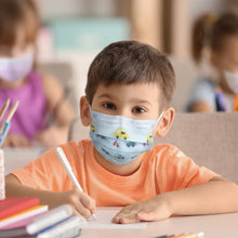 Load image into Gallery viewer, Dynarex Kids Disposable Safety Face Mask- Breathable, Comfortable, Medical Protective Covering, Car Print, Box of 50