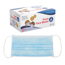 Load image into Gallery viewer, Dynarex Kids Disposable Safety Face Mask- Breathable, Comfortable, Blue Medical Protective Covering, Children Boys and Girls, Box of 50