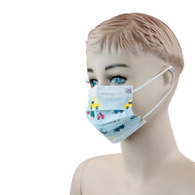 Load image into Gallery viewer, Dynarex Kids Disposable Safety Face Mask- Breathable, Comfortable, Medical Protective Covering, Car Print, Box of 50